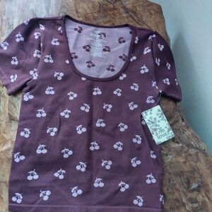 Pink Republic Maroon Cherry Pattern Top